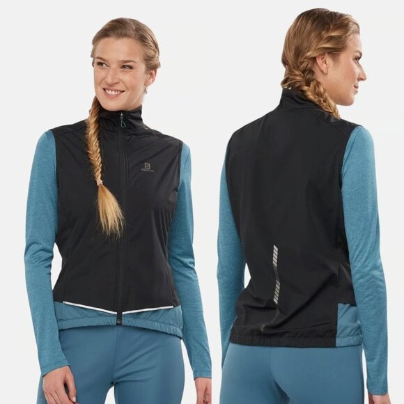 Salomon Light Shell Vest - Black / Mallard Blue - Size Medium - Picture 1 of 9